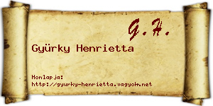 Gyürky Henrietta névjegykártya